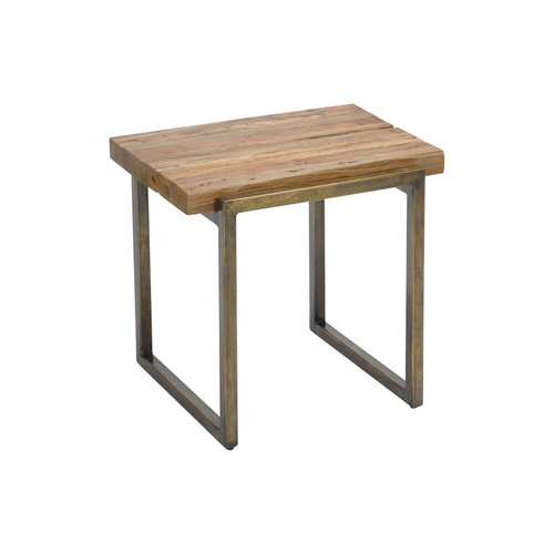 2x Tropica Santiago Dining Bar Stools - Metal Frame, Teakwood Top - 45cm