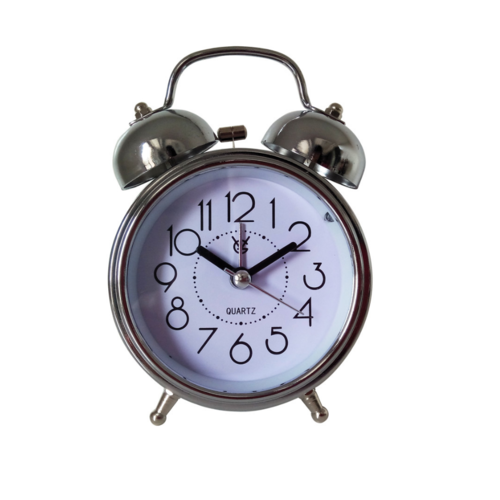 Carson Double Bell Metal Alarm Clock - 8x12cm